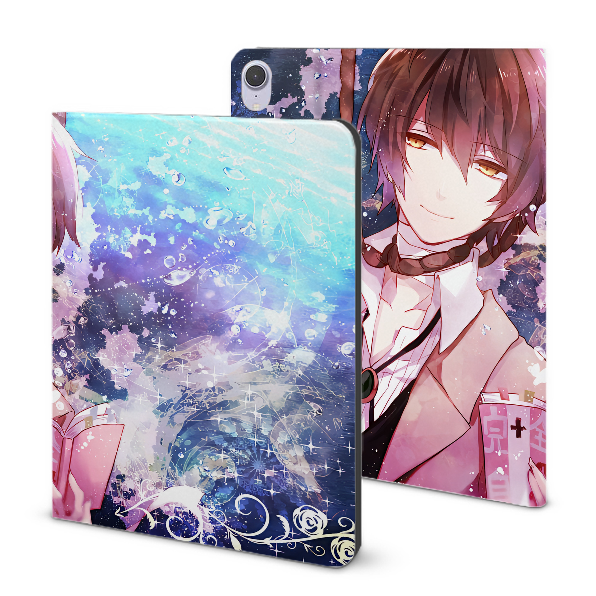 （画像用） 文豪ストレイドッグス Bungo Stray Dogs IPad ケース ブック型 PUレザー TPU 耐衝撃 軽量 薄型 ペン収納なし 全面保護 IPad 各モデル対応